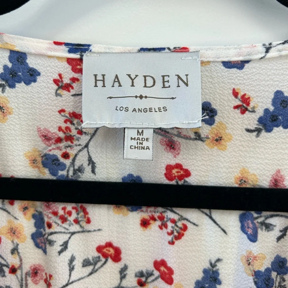 Hayden Los Angeles Floral Tiered Maxi Dress Boho V-Neck Flutter Sleeve Sz M - Picture 5 of 6